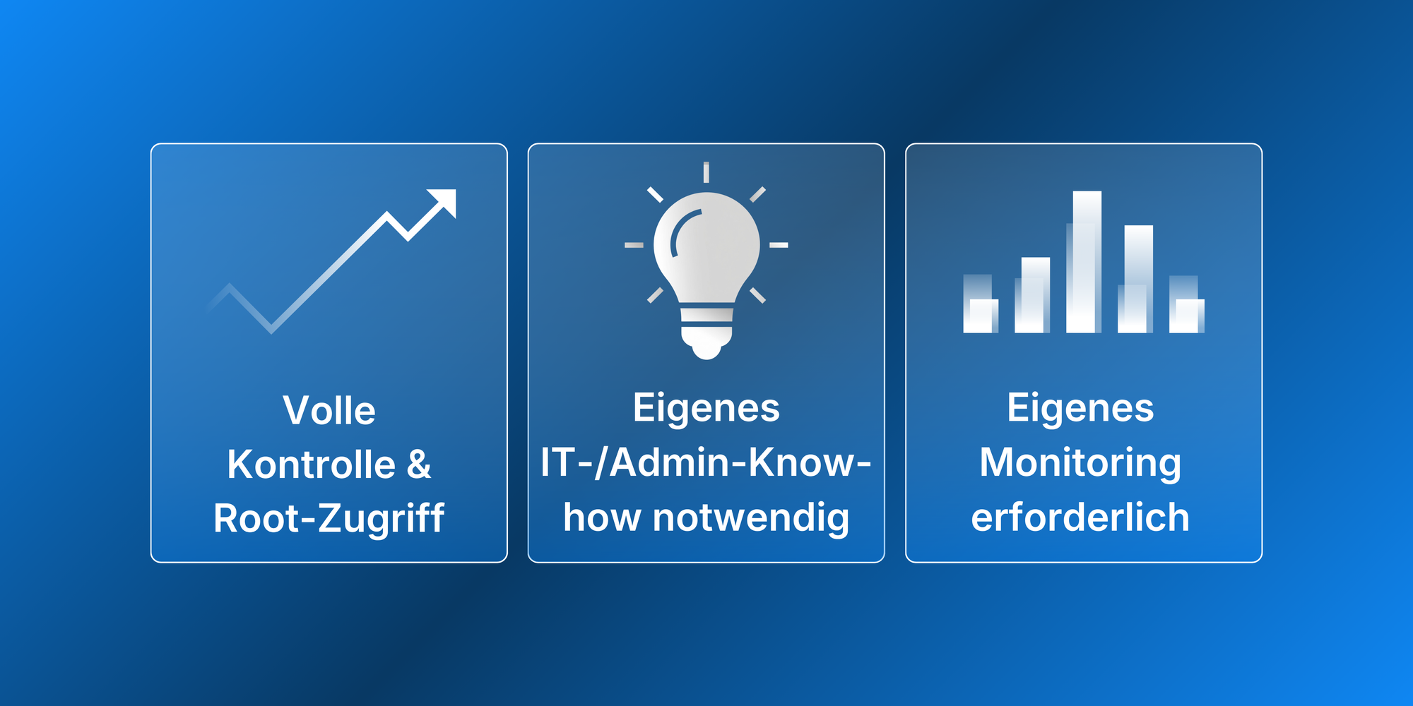 Volle Kontrolle & Root-Zugriff, Eignes IT-Know-how notwendig, eignes Monitoring erforderlich